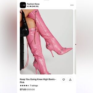 Hot pink knee high leather style boots